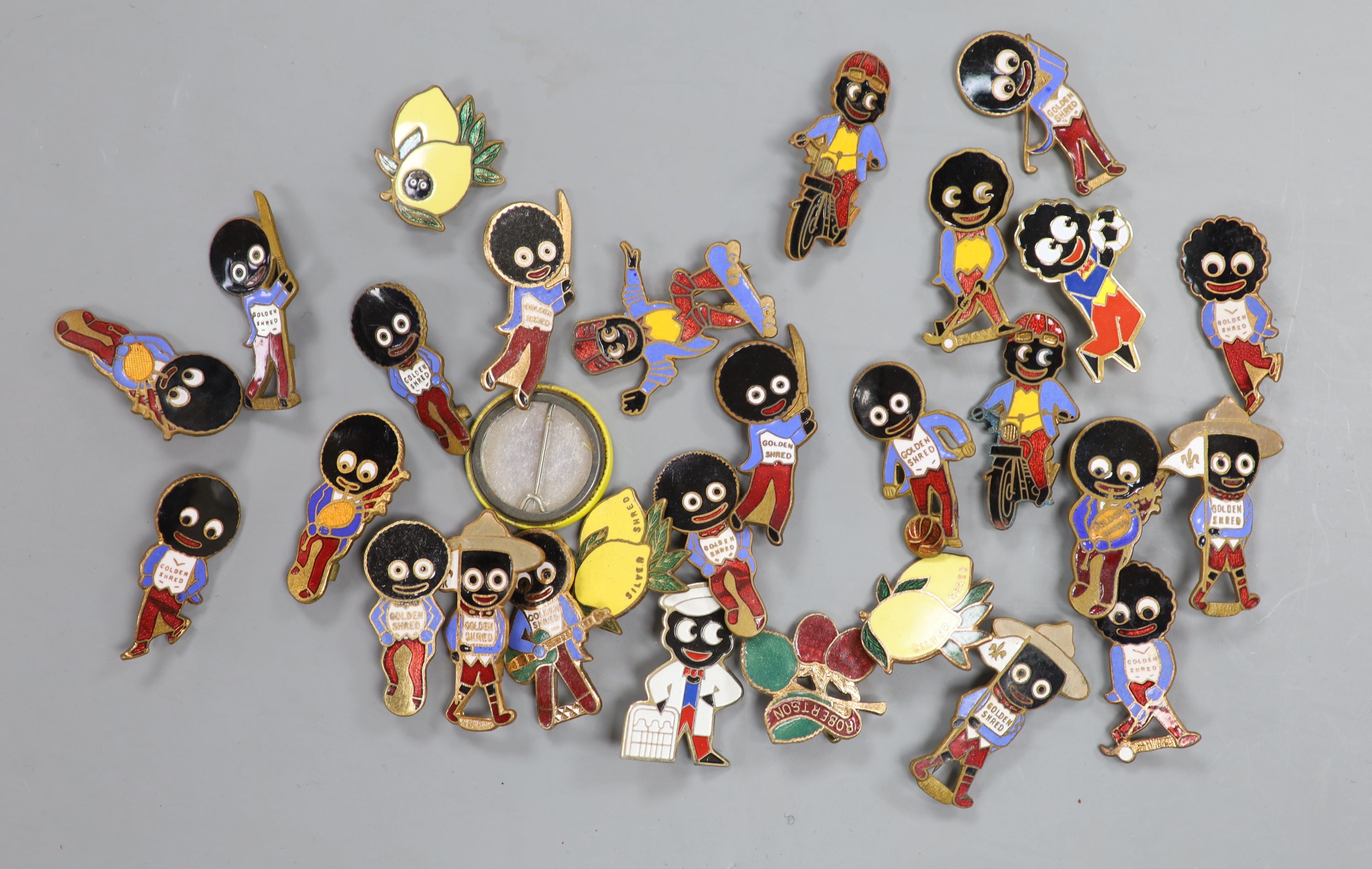 A group of Robinsons jam enamel and metal badges